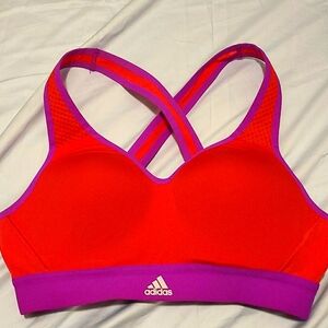 Adidas Women's Vibrant Red and Purple Sports Bra